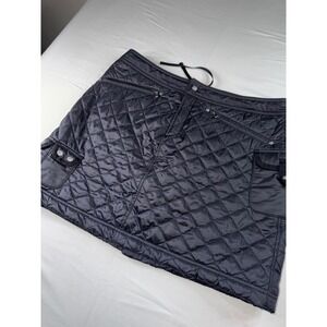 Athleta Black Quilted Puffer Mini Skirt Womens 12 Ripstop Cargo Pockets 879239